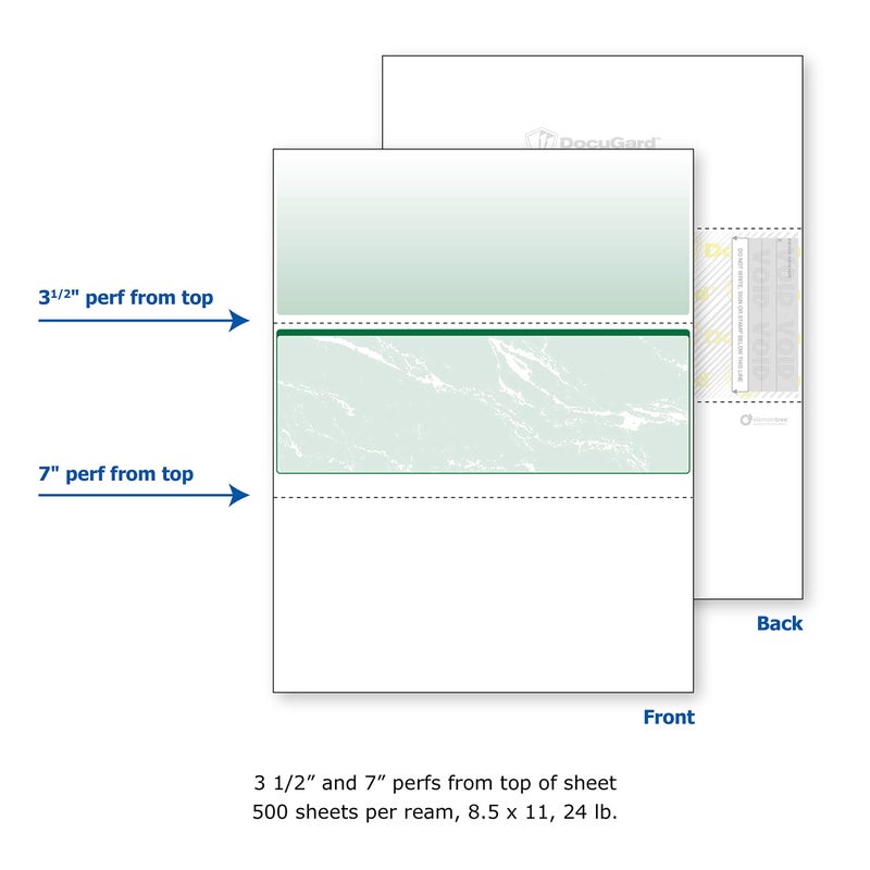 DocuGard Green Marble Middle Check  8.5 x 11 Inches  24 lb  500 Sheets  1 Check Per Sheet (04510) - Image 3